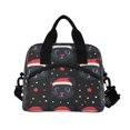 thumbnail image 2 of Lunch Bag Portable Crossbody Meal Bag Cooler Bag Insulated Lunch Bag Food Bag Handheld & Crossbody Design Black Christmas Cat Face, 2 of 6