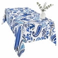 thumbnail image 2 of Boho Blue Floral Table Cloth Waterproof Tablecloths, Farmhouse Botanical Vintage Paisley Flower Tablecloth Dining Table Cover for Kitchen Party Tabletop Outdoor, Rectangle Tablecloth 54x108 Inch, 2 of 9