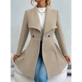 thumbnail image 5 of Women'S Classic Coat Lapel Collar Open Front Long Jacket Pea Coat Khaki S, 5 of 8