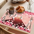 thumbnail image 3 of Pink Mountains Placemats Set of 8 Modern Aesthetic Cherry Blossoms Cranes Place Mats Indoor Wipeable Table Mats Washable Cloth Dining Table Placemats for Kitchen Holiday Party Home Decor 13x19 Inch, 3 of 9