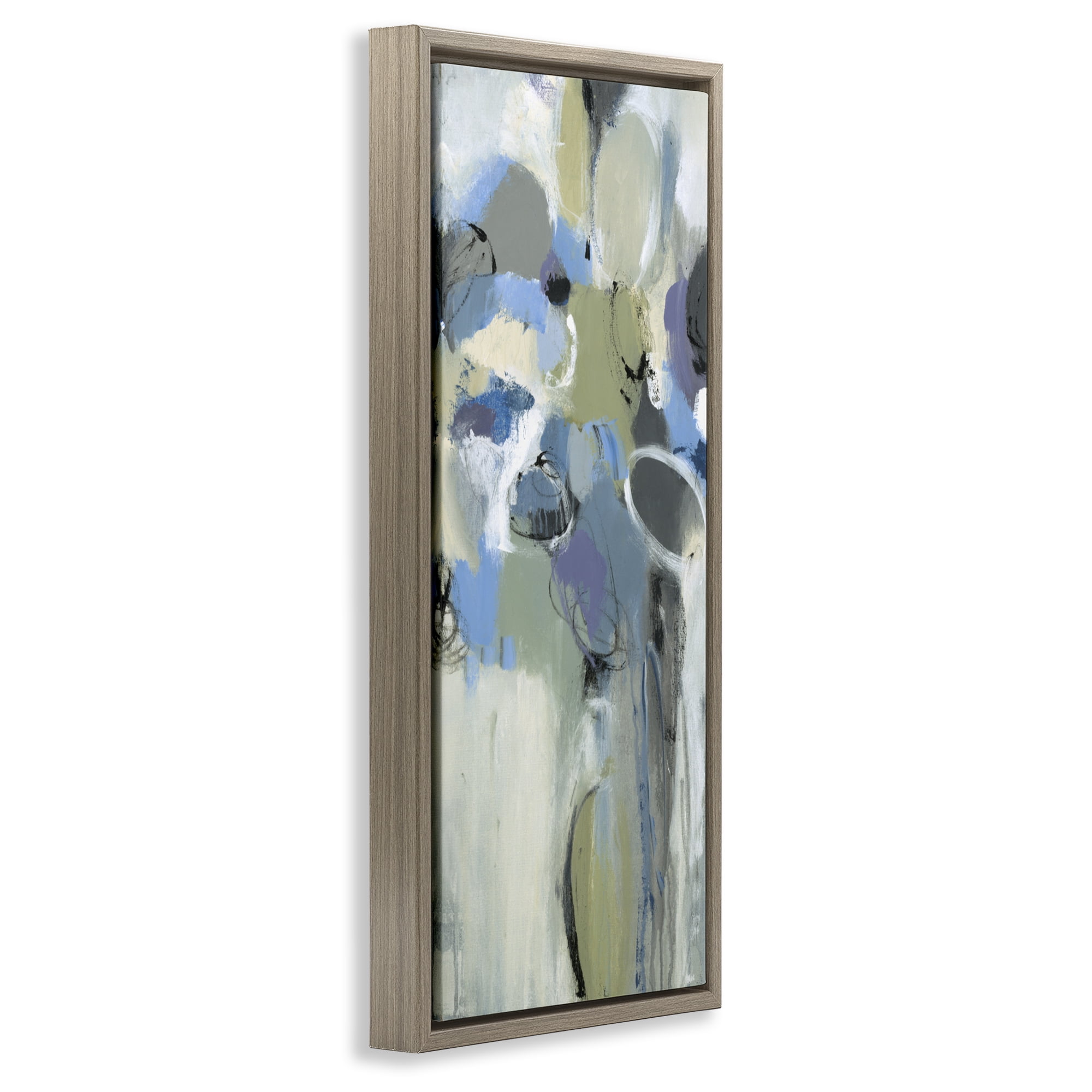 Stupell Industries Beige & Blue Abstraction Brown Framed Floater Canvas Wall Art, design by Lisa Ridgers
