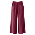 thumbnail image 4 of Karymi Women's Shorts Elastic High Waist Side Tie Wide Leg Palazzo Pants, Solid Pleated Front Trousers with Deep Side Pockets, Relaxed Flowy Pants Biker Shorts Women, 4 of 7