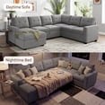 thumbnail image 6 of Marrber 106.2” U-Shaped Sectional Sleeper Sofa with Pull Out Bed & Reversible Storage Ottoman, Modular Sofa Bed for Living Room, Flannel Gray, 6 of 12