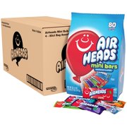 Airheads Candy Mini Bars, Assorted Flavors Bulk Variety Pack, Individually Wrapped, Holiday Christmas Party Favors For Adults & Kids, Non-Melting, 80 Ct Bag (Box Of 4 Bags) Packaging May Vary