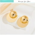thumbnail image 5 of Big Disc Drop Earrings Gold Dangle Earrings Round Hammered Earrings Women, 5 of 6