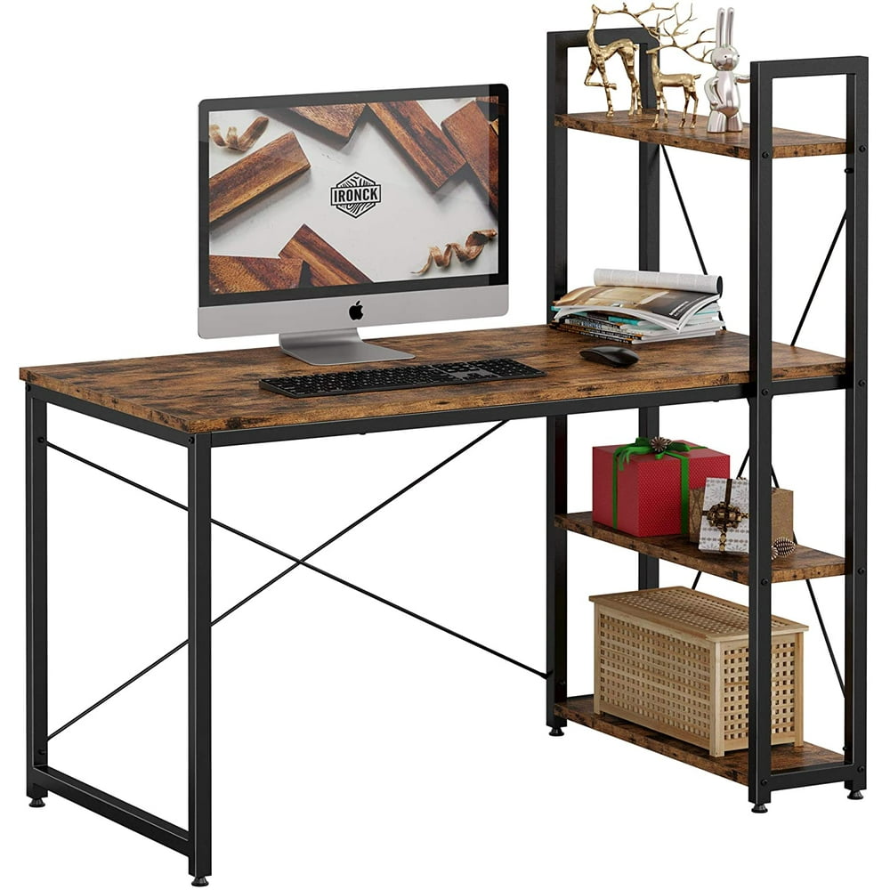 IRONCK Computer Desk 47" with Bookshelf, Industrial Computer Writing