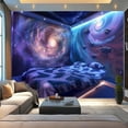 thumbnail image 3 of Modern Wallpaper Murals 3D Starry Celestial Bedroom Art Indigo Ambiance Peel and Stick Removable Self-Adhesive PVC Wall Stickers for Nursery Kids Bedroom TV Wall Decor, 3 of 5