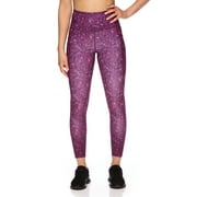 Reebok Women's Printed High Rise 7/8 Leggings with 25" Inseam and Side Pockets