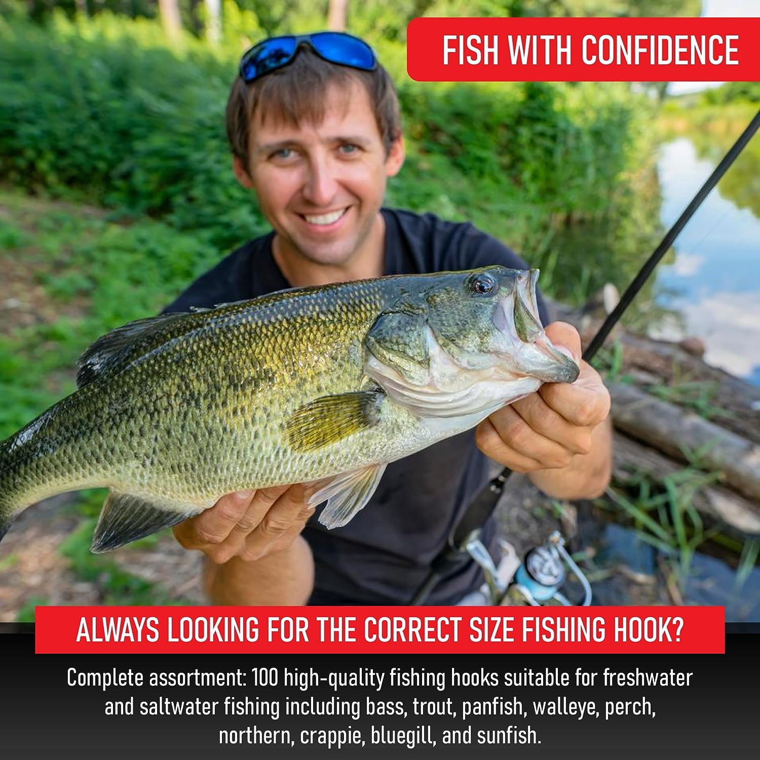 Fishing Hooks Freshwater - Trout - Crappie - Bluegill - Bass - Panfish - Walleye - Perch - Sunfish