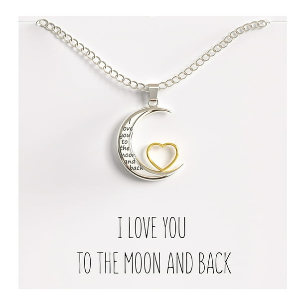 Happy Kisses I Love You To The Moon And Back Pendant Necklace 18 Inch Silver And Gold Walmart Com Walmart Com