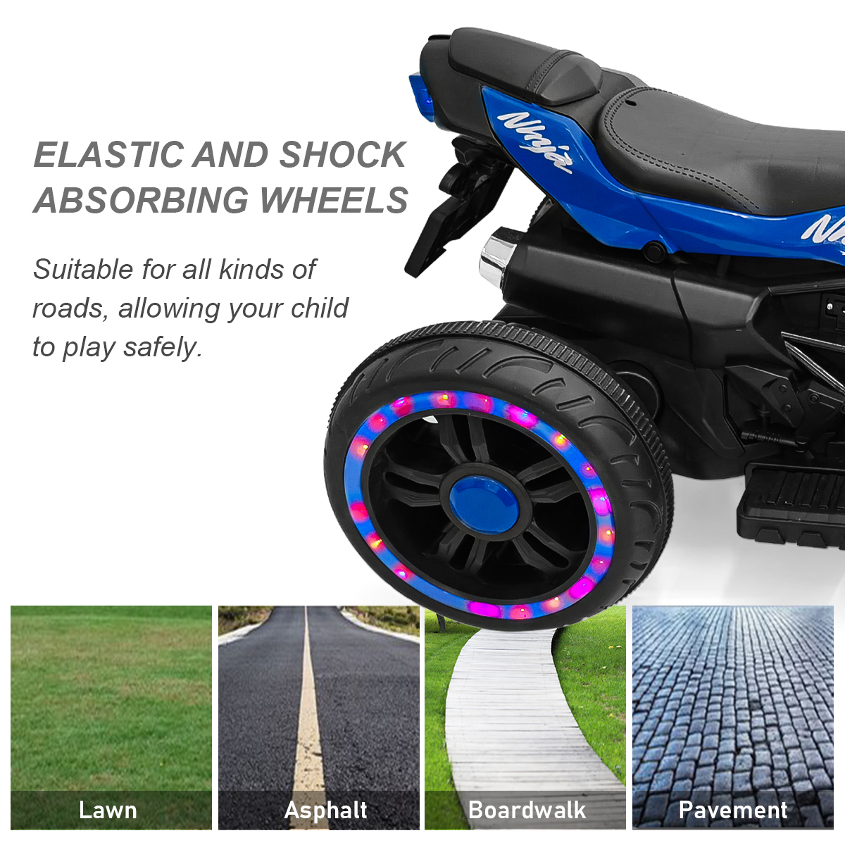 HNH 12V Ride on Motorcycle, Electric Kids Motorcycle, Powered Ride on Motorcycle for 3-6 Years Old, Colorful