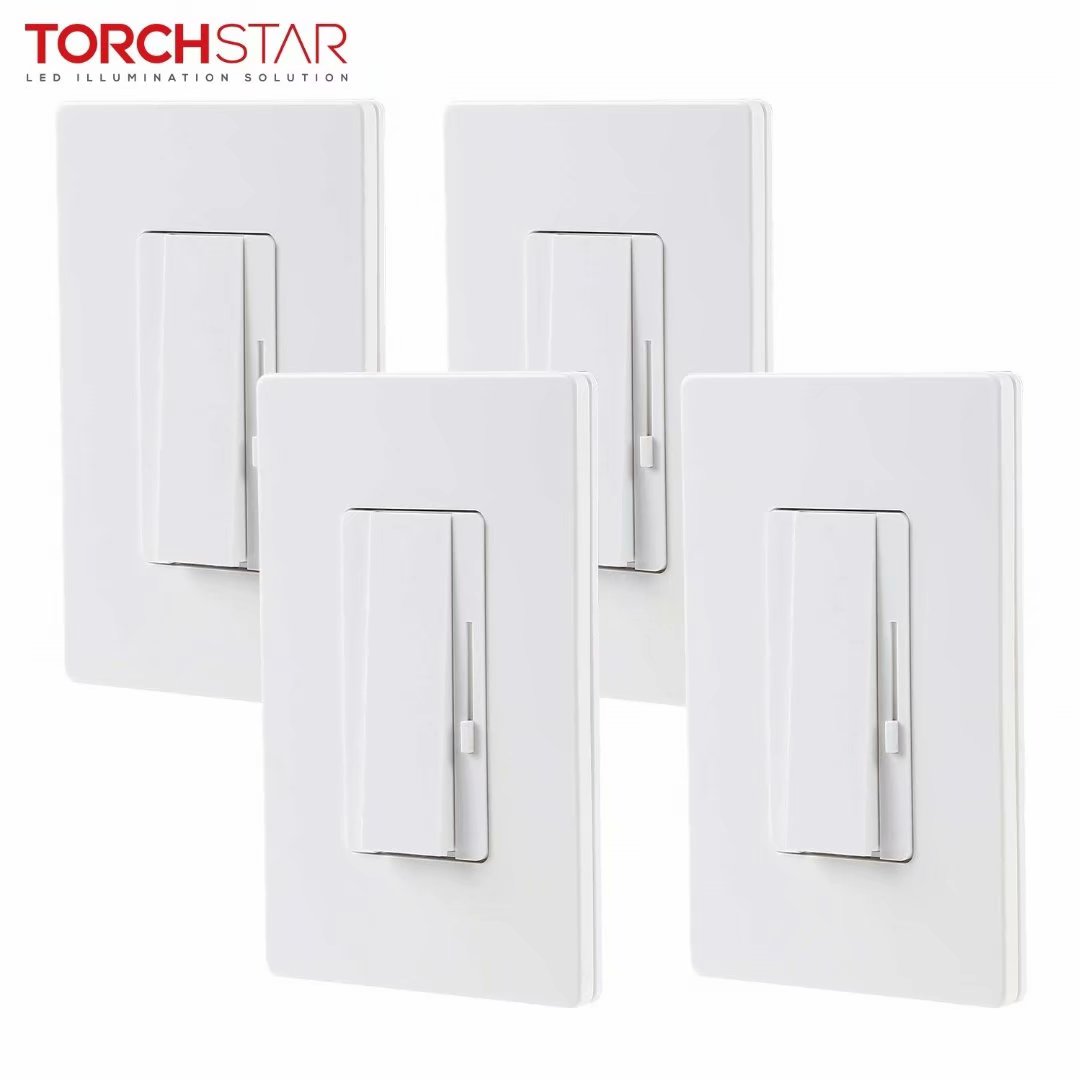 Torchstar 4 Pack 3 Way Single Pole Dimmer Switch Suit For 150w Led Cfl 600w Incandescent Halogen Wall Plate Included Ul Listed Walmart Com