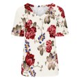thumbnail image 4 of Hauts d'Été pour Femmes Grande Taille à Manches Courtes Femmes T-shirts à Col en V à Imprimé Floral Mode Confortables Blouses pour Femme Hauts T-Shirt à Col en V Femmes en Liquidation, 4 of 5