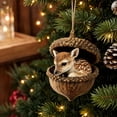 thumbnail image 6 of Sleeping Forest Animal Ornament, Acorn Christmas Tree Decor, Three Dimensional Sleeping Woodland Creature NestLED in A Textured Acorn, Sculpted Resin with DetaiLED Seasonal Styling, 6 of 8