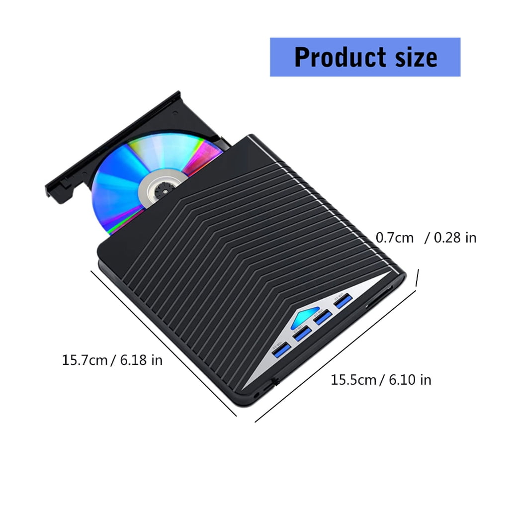 7 in 1 External Disc Reader Drive USB3.0 Type C Connect Fast Speed For Laptop