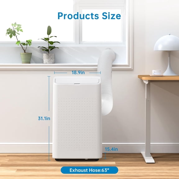 14,000 BTU Portable Air Conditioner, Self-Evaporative | 3-in-1 Function | Silent Operation | Touch & Remote Control | 24H Timer | Ideal for Bedrooms, Living Rooms & Offices