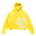 thumbnail image 3 of Trendfront Girls Vintage Hoodies Long Sleeve All We Need Is Love Letter Graphic Kangaroo Pocket Fall Winter Casual Pullover Sweatshirt Tops, 3 of 3