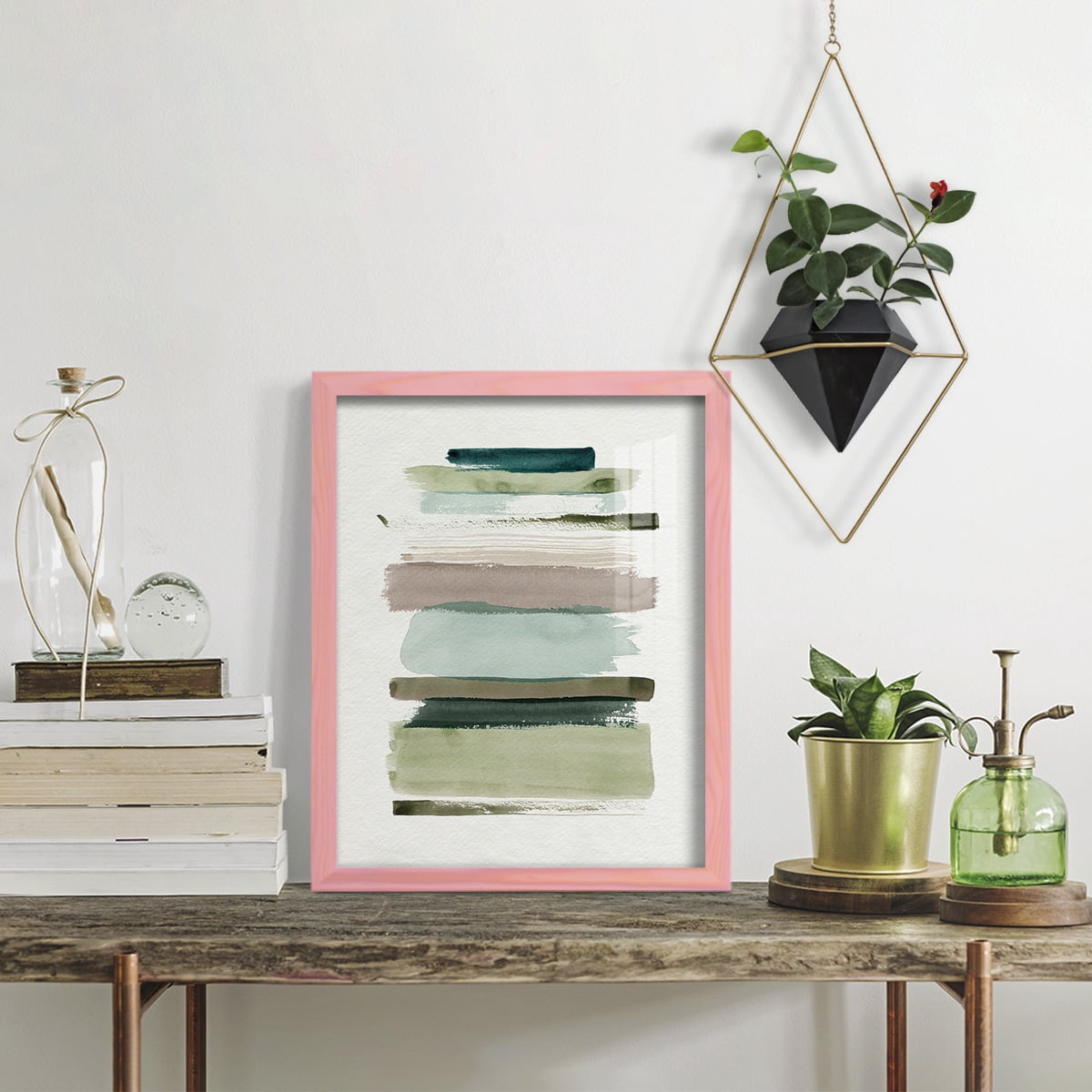 Grass Stains I - Framed Print w/glass - Sunset Pink