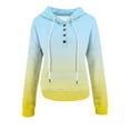 thumbnail image 4 of XPMWRP Women's Drawstring Gradient Hoodies Sweatshirt Fall Winter Long Sleeve Button Down Pullover Sweatshirts With Pockets Blue L, 4 of 6