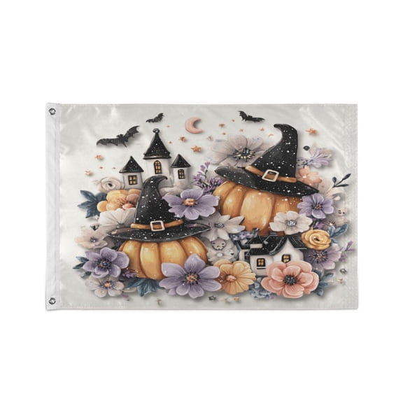24x36 inch Garden Hanging Flag Square Double Sided Flag Garden Garage nd Patio Decorative Flag Pumpkins and Witch Hats