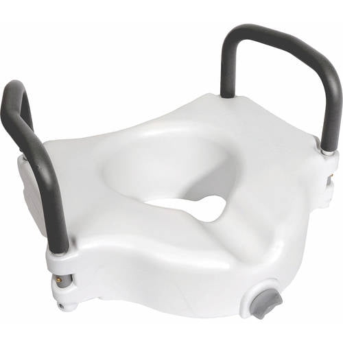 Essential Medical Supply Locking Molded Raised Toilet Seat with Arms, white
