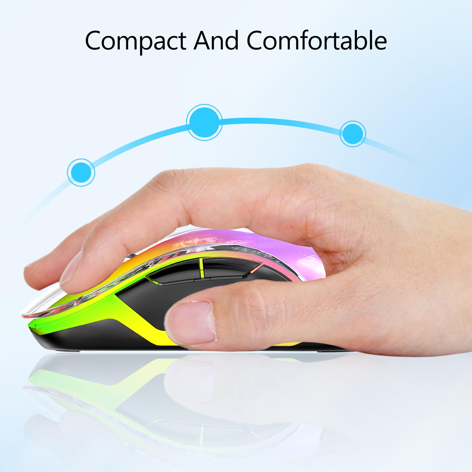 Memzuoix LED Rechargeable Wireless Mouse, 1600 DPI, 9 Colors photo 3
