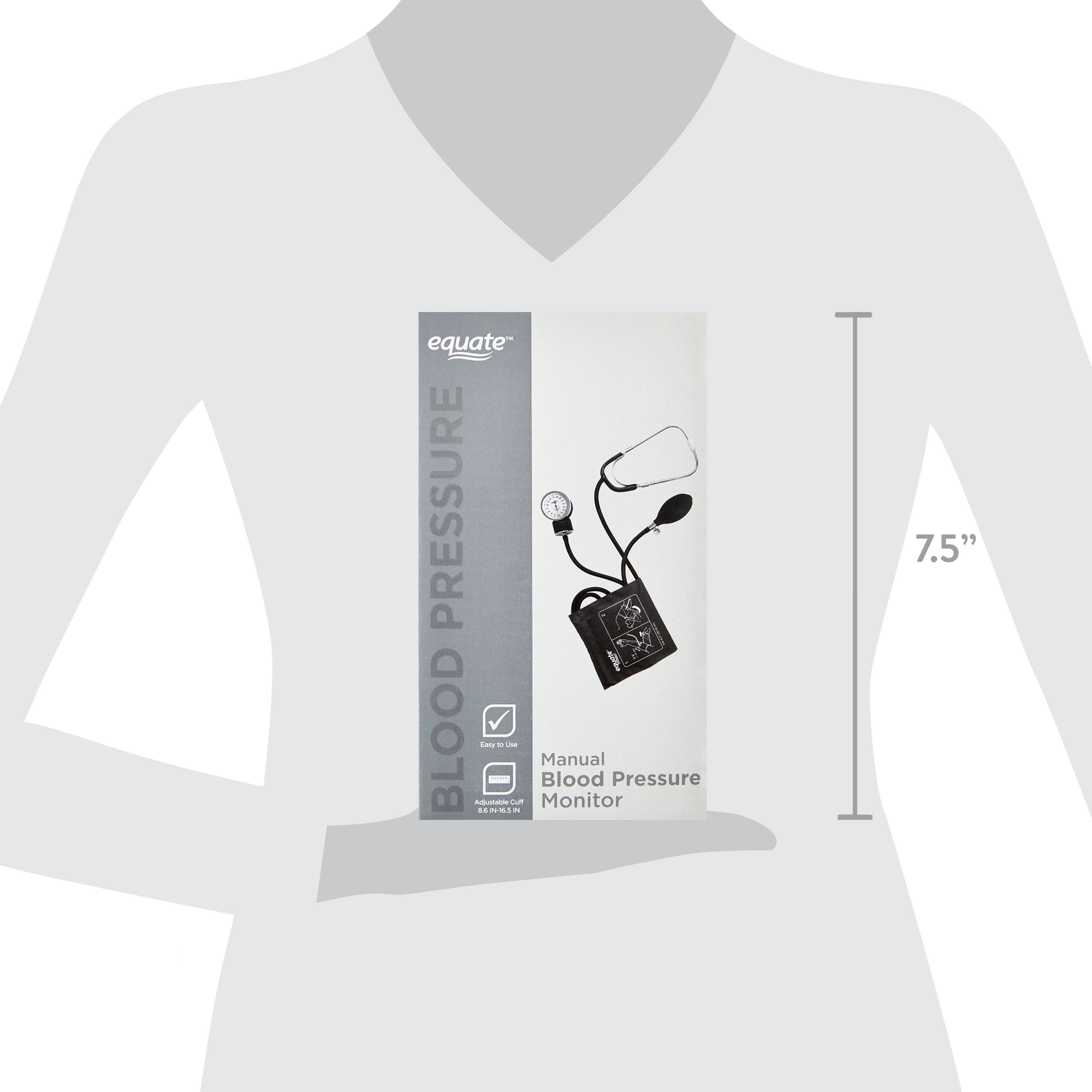Equate Manual Blood Pressure Cuff, Professional Aneroid Sphygmomanometer, Stethoscope & Adult Cuff (25-36cm / 10-14" Range)