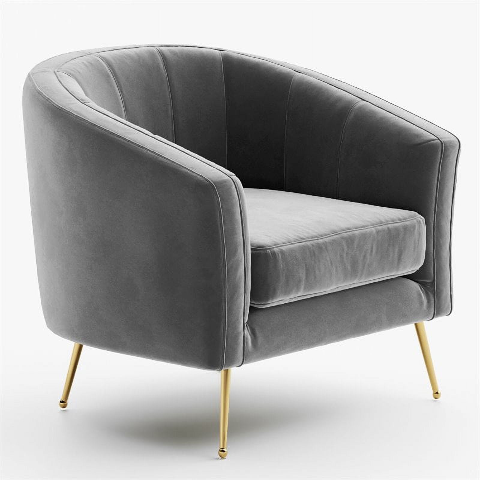Omax Decor Sven Barrel Steel Velvet Accent Chair with Gold Legs in