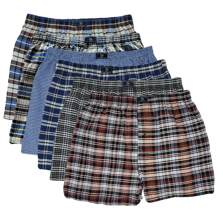 Different Touch 6 Men's True Big and Tall USA Classic Design Plaid Woven  Boxer Shorts Underwear