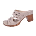 thumbnail image 3 of THDHVS Slippers for Women,Womens Sandals,Women's Fashion Casual Versatile Solid Color Hollow Carved Style Fashion Thick Heel Sandals Beige, 3 of 10