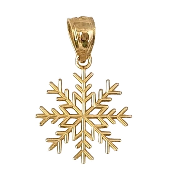 14K Yellow Gold Snowflake Pendant Charm