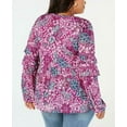 thumbnail image 2 of Style & Co. Womens Floral Ruffle Sleeve Baby Doll Blouse, Purple, Plus Size, 0X, 2 of 2