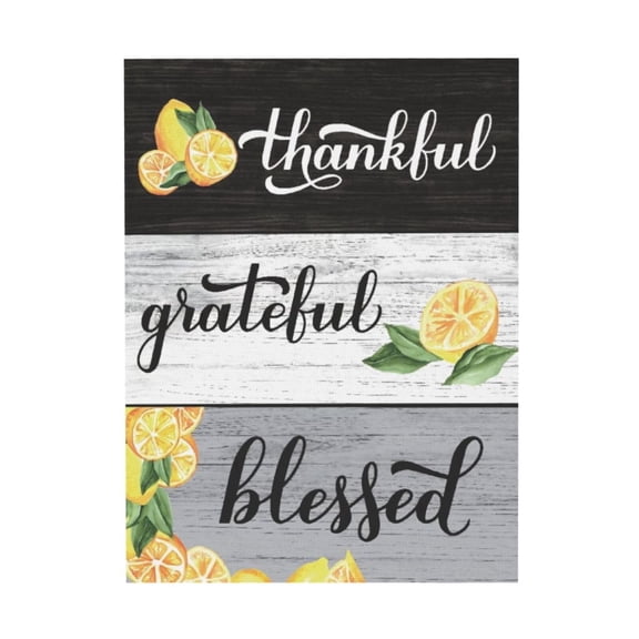 Aarocafa Unframed Grateful Thankful Blessed Lemon Canvas Art – Modern Rustic Lemon Sign 8x10" | Farmhouse Kitchen Wall Decor | Fade-Resistant Citrus Home Art | DIY-Friendly Living Room Dining Decor