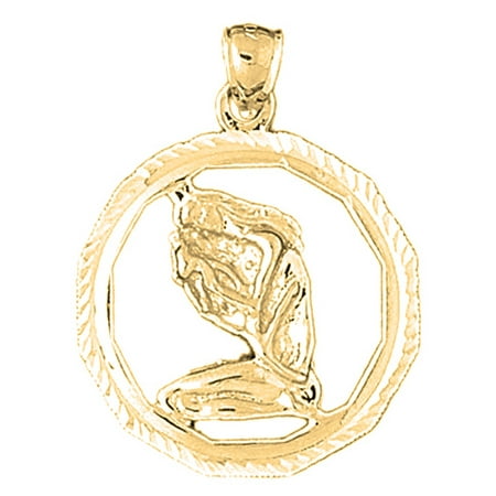 18K Yellow Gold Zodiac - Virgo Pendant - 34 mm
