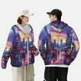thumbnail image 4 of Daiia Taxi Colorful Town UPF 50+ Sun Protection Hoodie Jacket Lightweight Long Sleeve Sun Shirt for Women Men with Pocket Hiking Outdoor-Medium, 4 of 7