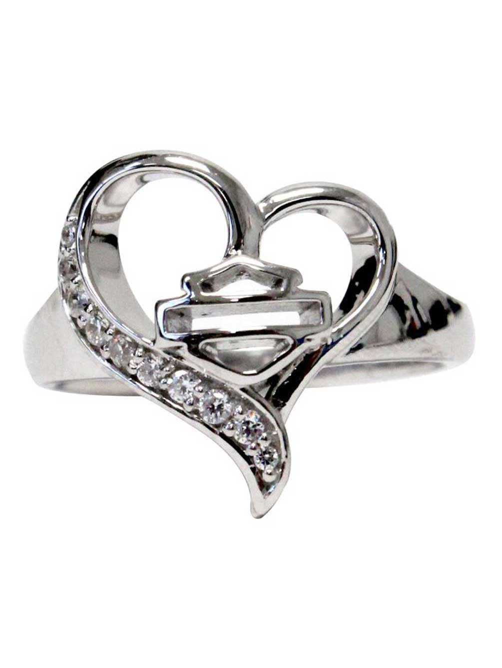 HarleyDavidson Women's Crystal Rebel Heart Ring, Sterling Silver