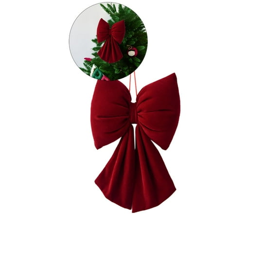 WNFJR Red Velvet Christmas Bows, Bows Garland Decor, Large Christmas Tree Topper Bow, Red Velvet Bow for Wreaths, Tree, Outside Decorating