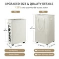 thumbnail image 3 of DOKEHOM 90L X-Large Laundry Basket with Removable Wash Bag on Wheels, Collapsible Rolling Laundry Hamper, Foldable Clothes Organizer, Folding Washing Bin (Beige), 3 of 9