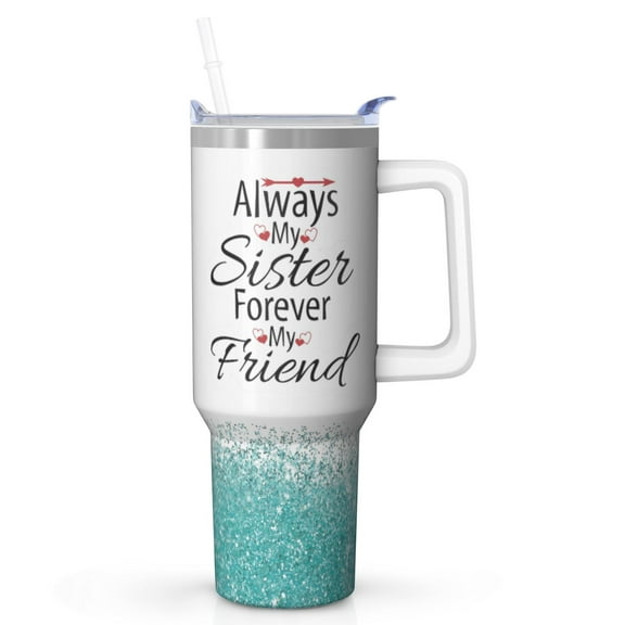 Sister Tumbler with Handle Gift - 40oz Insulated Stainless Steel Cup with Straw, Perfect Birthday Christmas Present for Soul Sister, BFF, Bestie, Best Friends
