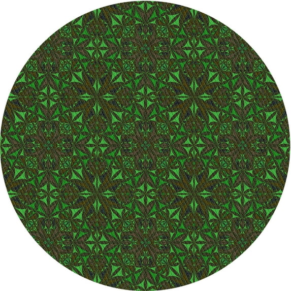 Ahgly Company Indoor Round Patterned Midnight Gray Area Rugs, 5' Round