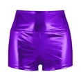 thumbnail image 4 of Yartina Womens Oily Glossy Booty Shorts Solid Color Hot Pants High Waist Underwear Rave Dancewear Purple L, 4 of 7