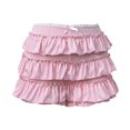 thumbnail image 3 of HXWCHs Women's Layered Ruffled Lace Shorts Skater Skirt Fashion Summer Pant Design Pink L, 3 of 4