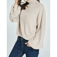 thumbnail image 2 of SSLR Oversized Sweaters for Women Turtleneck Sweater Drop Shoulder Knit Long Lantern Sleeve Pullover Sweater, 2 of 8
