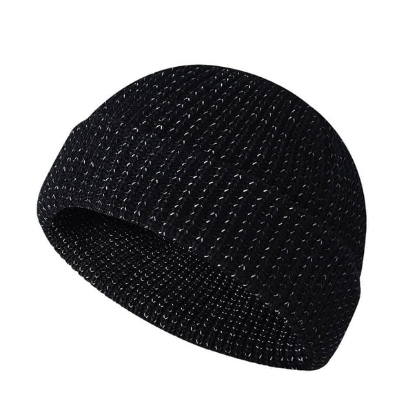 ZQUUVOU Unisex Beanie For Men and Women Reflectivesolid Color Fashion Thick Velvet Warm Ear Protection Cap Hat Black