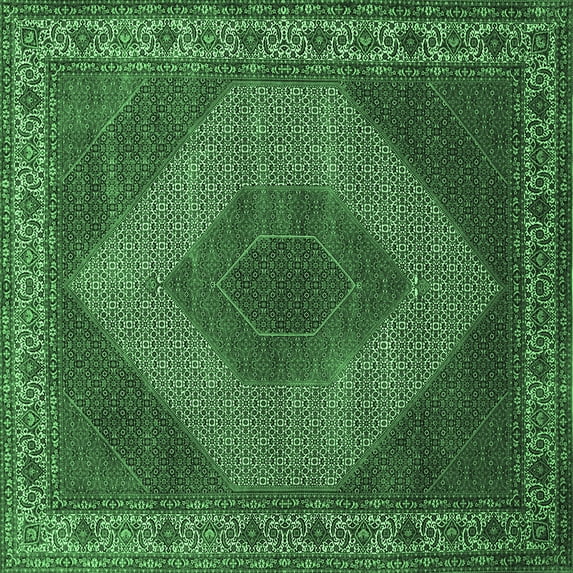 Ahgly Company Indoor Square Persian Emerald Green Traditional Area Rugs, 8' Square