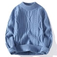 thumbnail image 2 of DHFJKG Jacquard Sweater For Men Knitted Pullover Loose Fit Solid Color Long Sleeve Casual Sweaters Fashion Classic Jumper Tops, 2 of 4