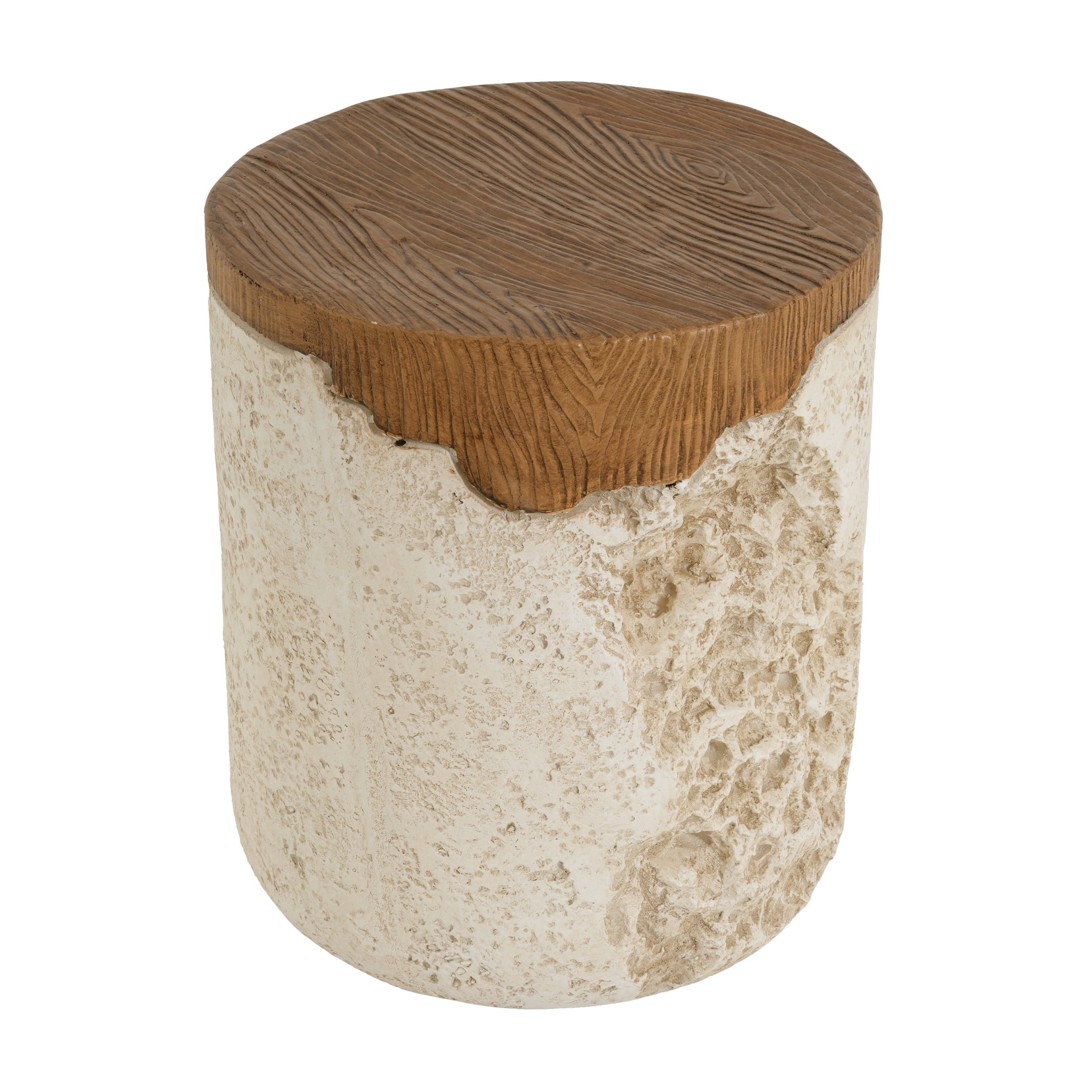 Christopher Knight Home Outdoor MGO Round Accent Side Table, Rustic Textured with Wood Grain Top, Beige