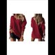 thumbnail image 3 of Suéter Holgado de Mujer, Cuello en V, Larga, Blusa Informal para Otoño e Invierno. Vino Tinto XXXL, 3 of 10