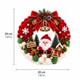 thumbnail image 3 of Santa Pom Pom Christmas Wreath, Traditional Christmas Front Door Wreath, Velvet Bow & Golden Bells, Indoor Winter Seasonal Home Decoration, 3 of 6