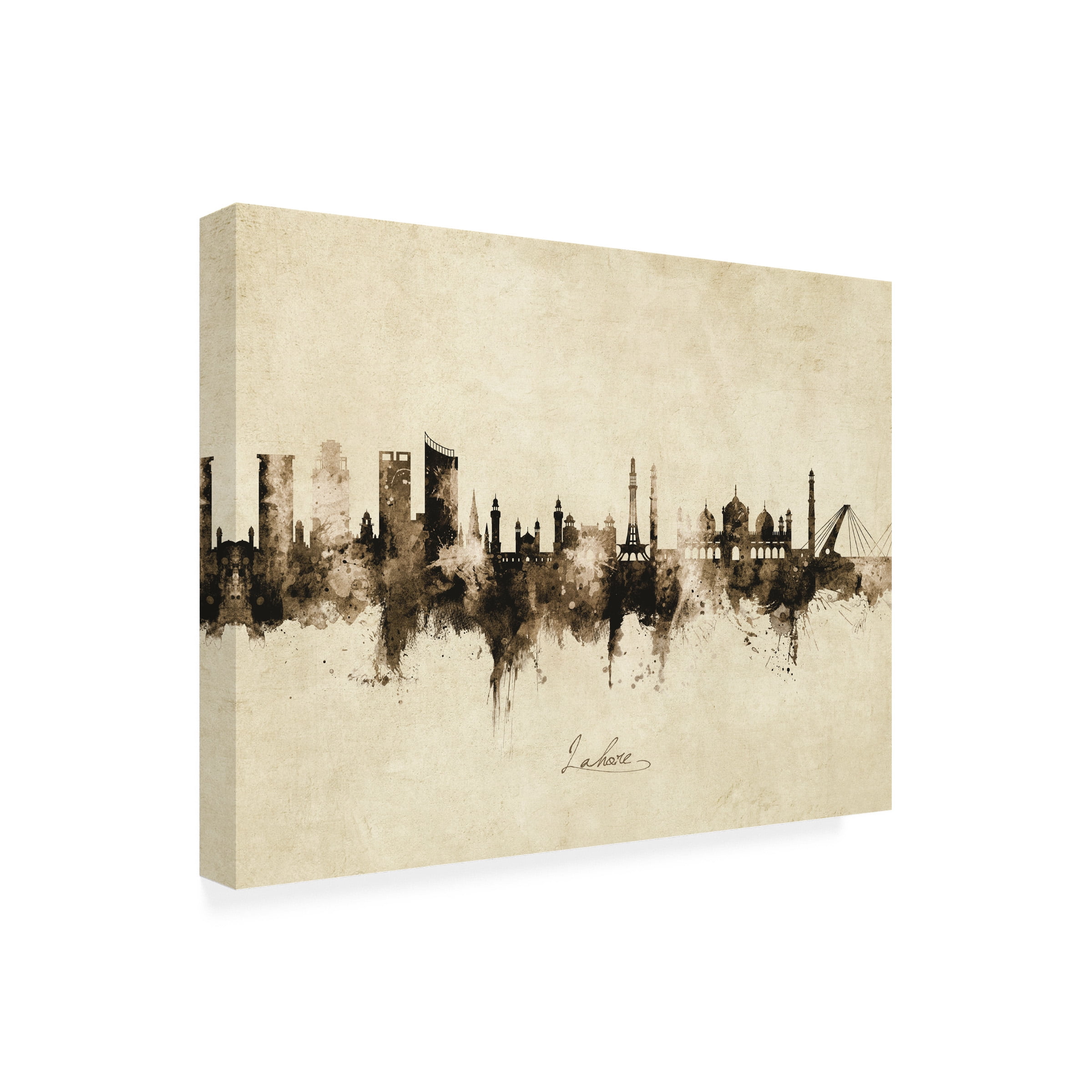 Michael Tompsett 'Lahore Pakistan Skyline Vintage' Canvas Art
